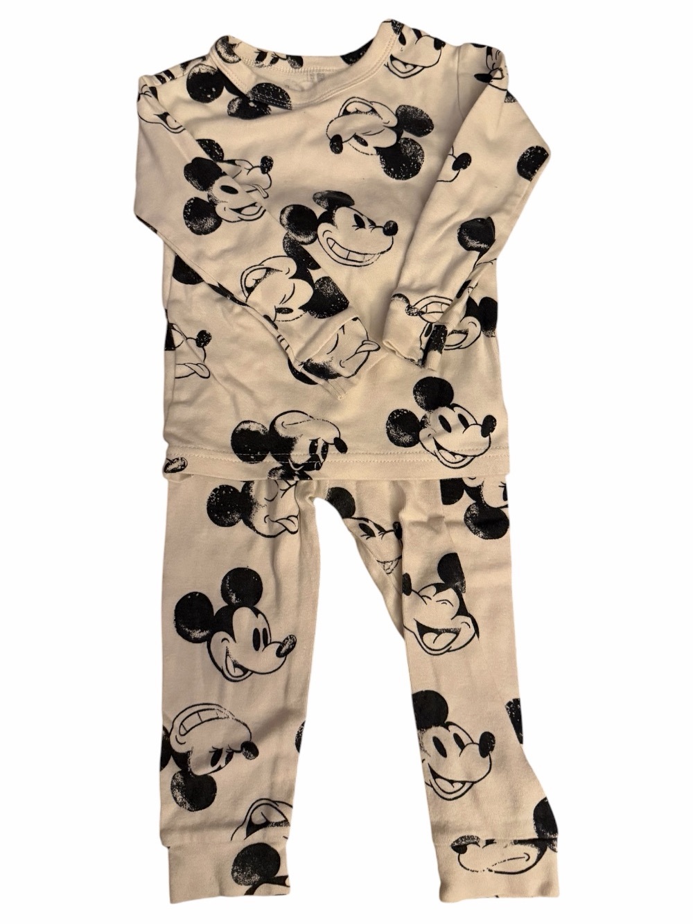 GAP Cream and Black Mickey Print Pajama Set